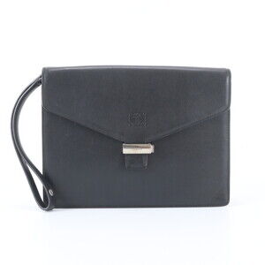 Loewe Anagram Leather Second Bag Clutch Handbag Pouch Black Men's